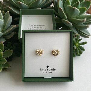KATE SPADE Gold Tone Love Me Knot Stud Earrings NEW NIB